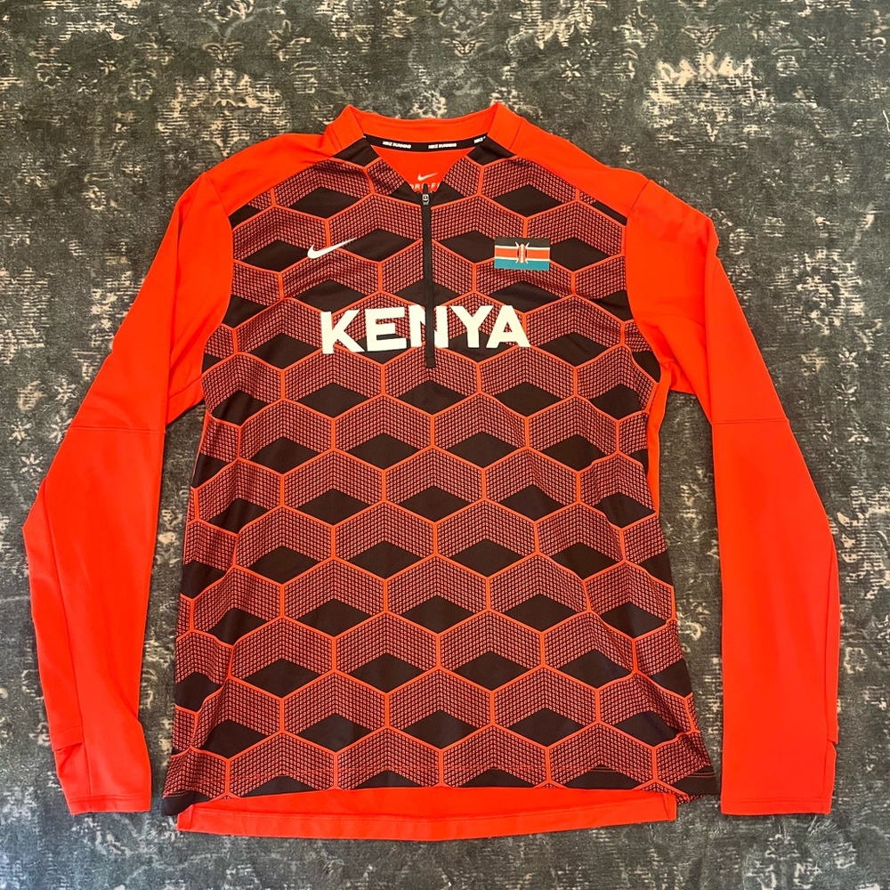 Nike Red and Black Dri-FIT Running Jersey